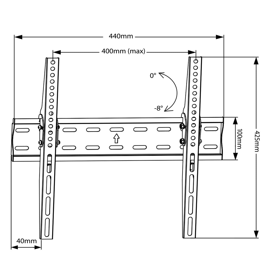 Maclean MC-862 универсален телевизионен монтаж за телевизори 26-55", 40 кг, черен, макс. VESA 400x400