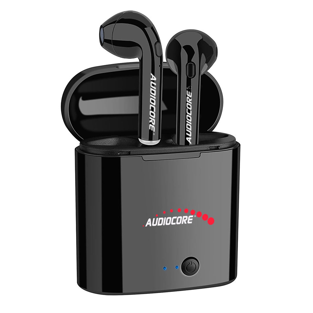 Audiocore AC520 Wireless Bluetooth 5.0 Twin-in-Earphone + Stație de andocare cu carcasă Power Bank neagră