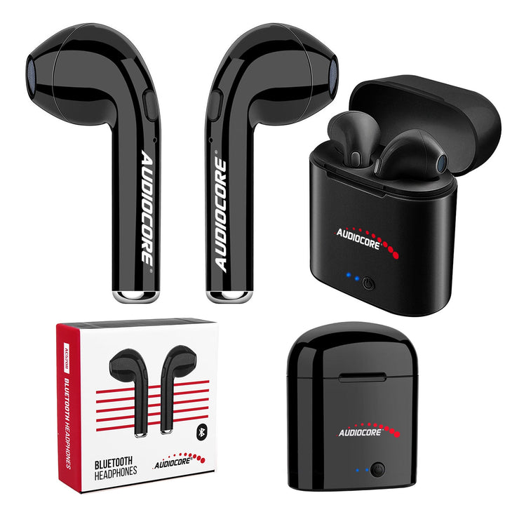 Audiocore AC520 Wireless Bluetooth 5.0 Twin-in-Earphone + Stație de andocare cu carcasă Power Bank neagră