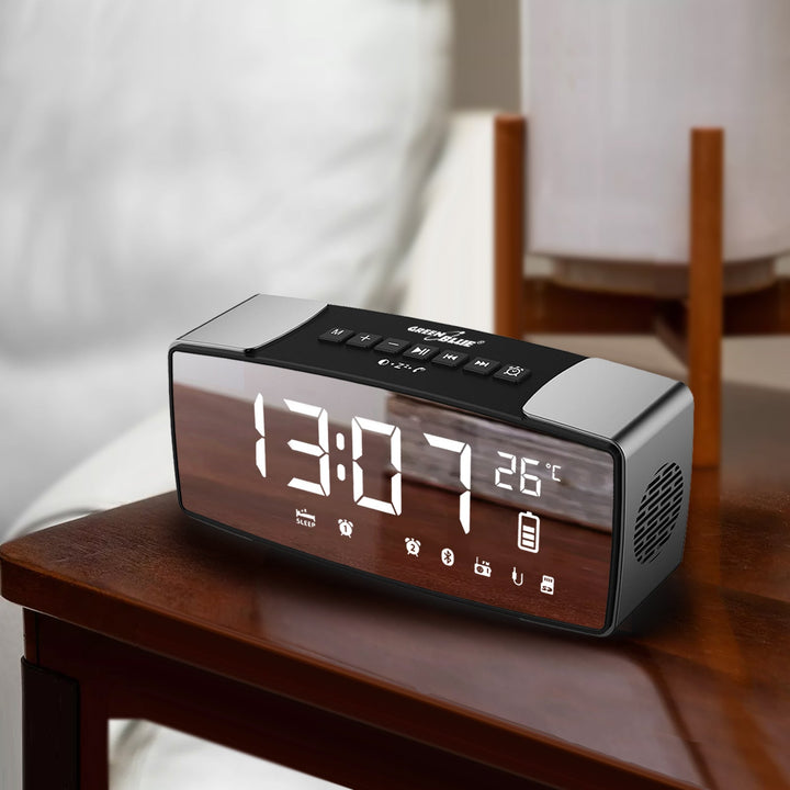 Bluetooth 4.2 радиобудилник, FM, aux-in, 6W, температура, аларма, часовник, батерия 2200mAh GreenBlue GB200