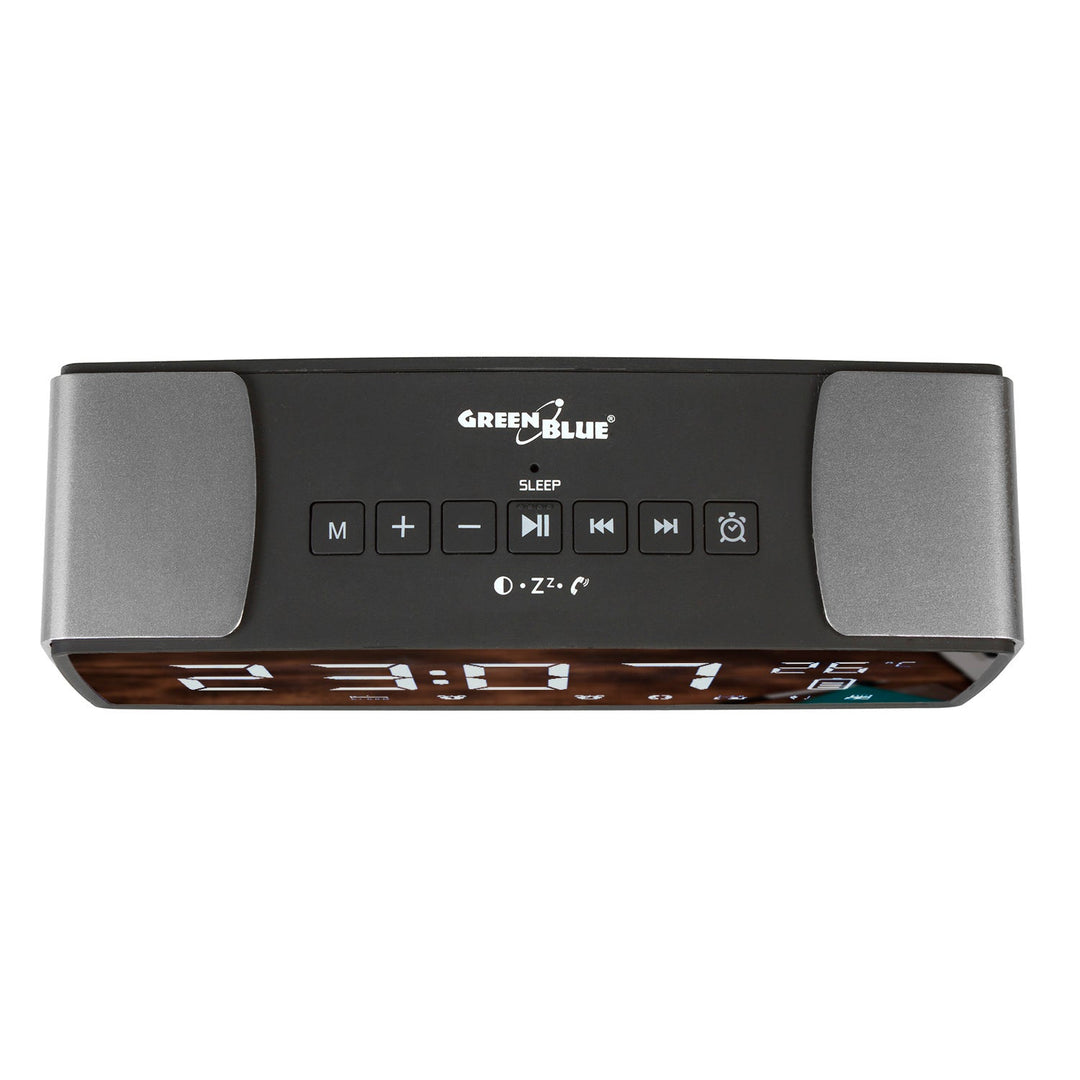 Bluetooth 4.2 радиобудилник, FM, aux-in, 6W, температура, аларма, часовник, батерия 2200mAh GreenBlue GB200
