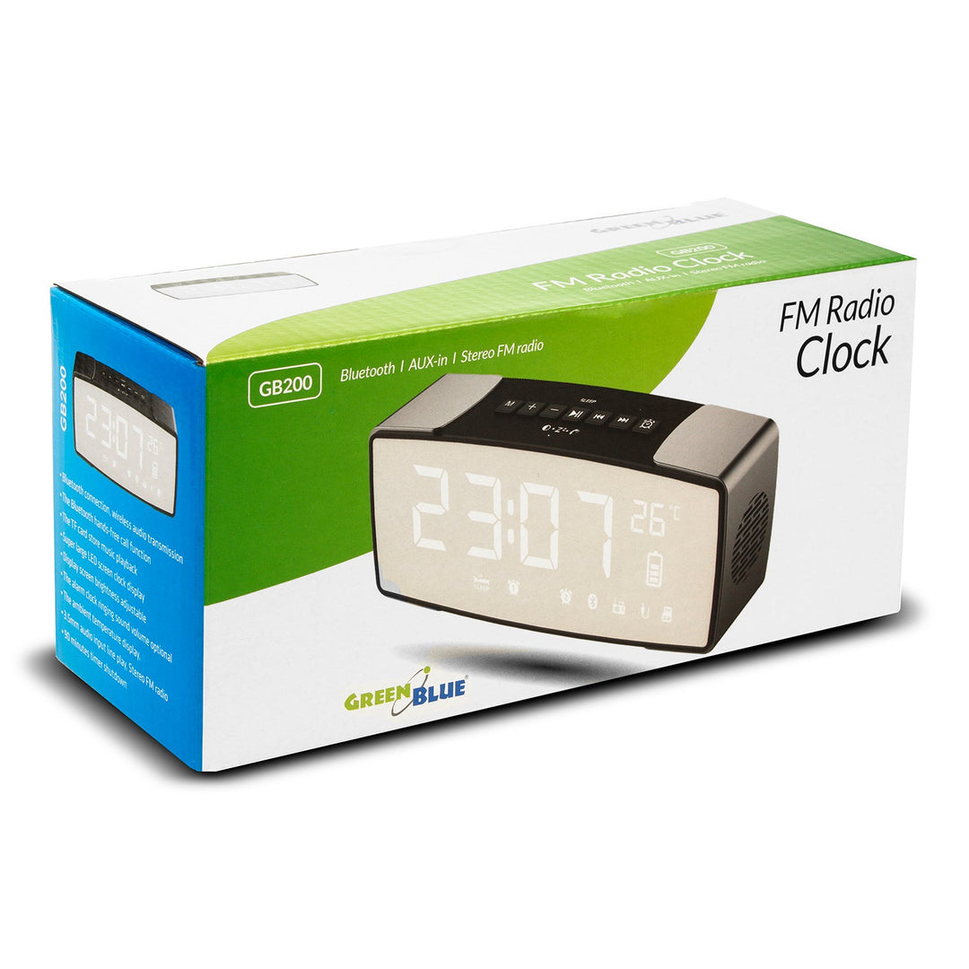 Bluetooth 4.2 радиобудилник, FM, aux-in, 6W, температура, аларма, часовник, батерия 2200mAh GreenBlue GB200