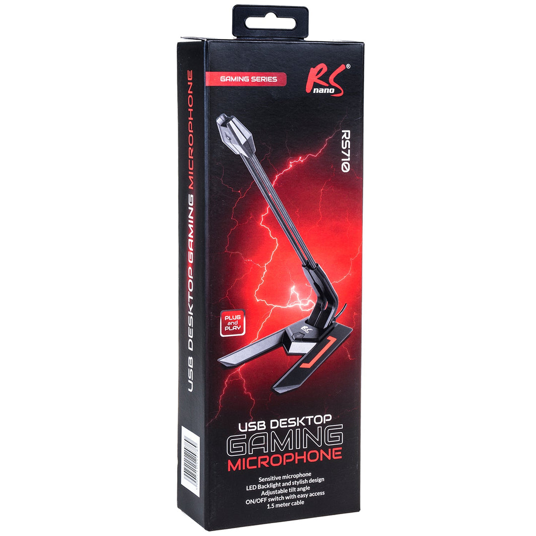 USB микрофон за игри с LED YouTube стрийминг 1,5 м чувствителност 21dB+3dB NanoRS RS710