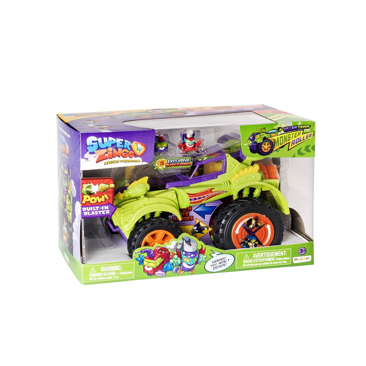Super Zings Vehicul de răufăcători Monster Roller și 2 figuri