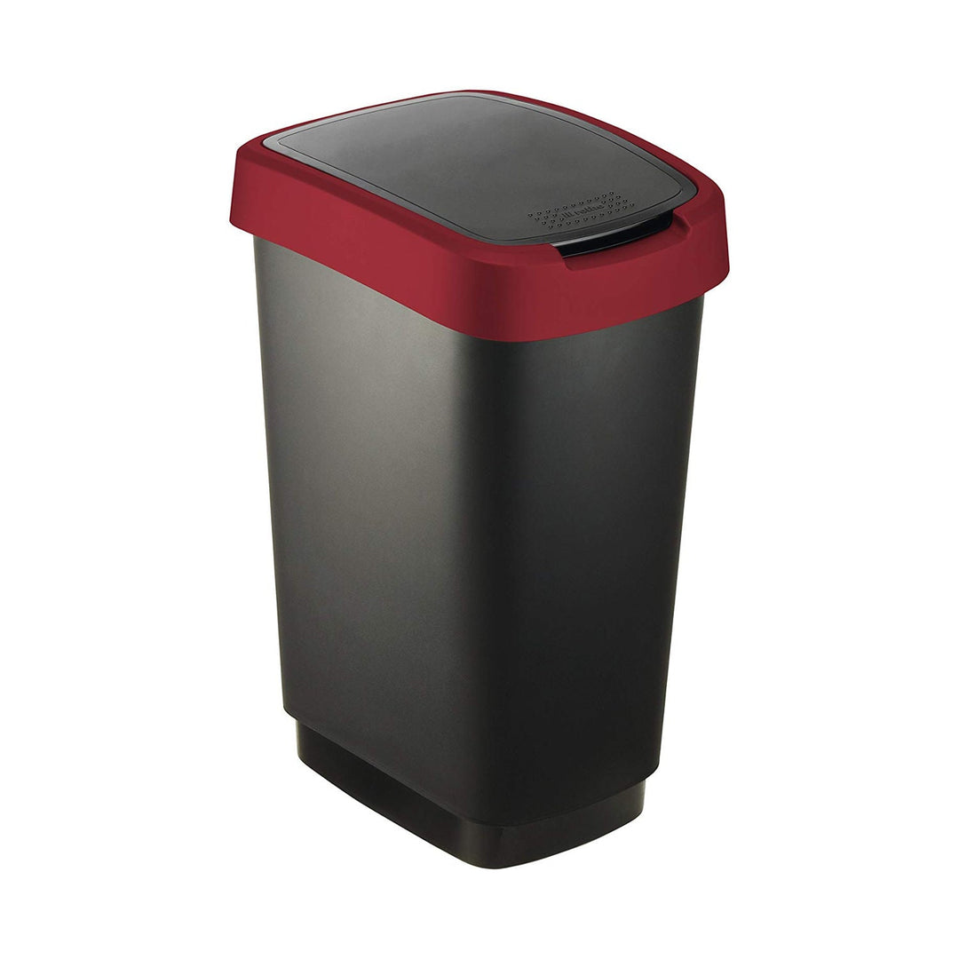 Coș de gunoi ROTHO TWIST, negru și roșu, capacitate 50 litri
