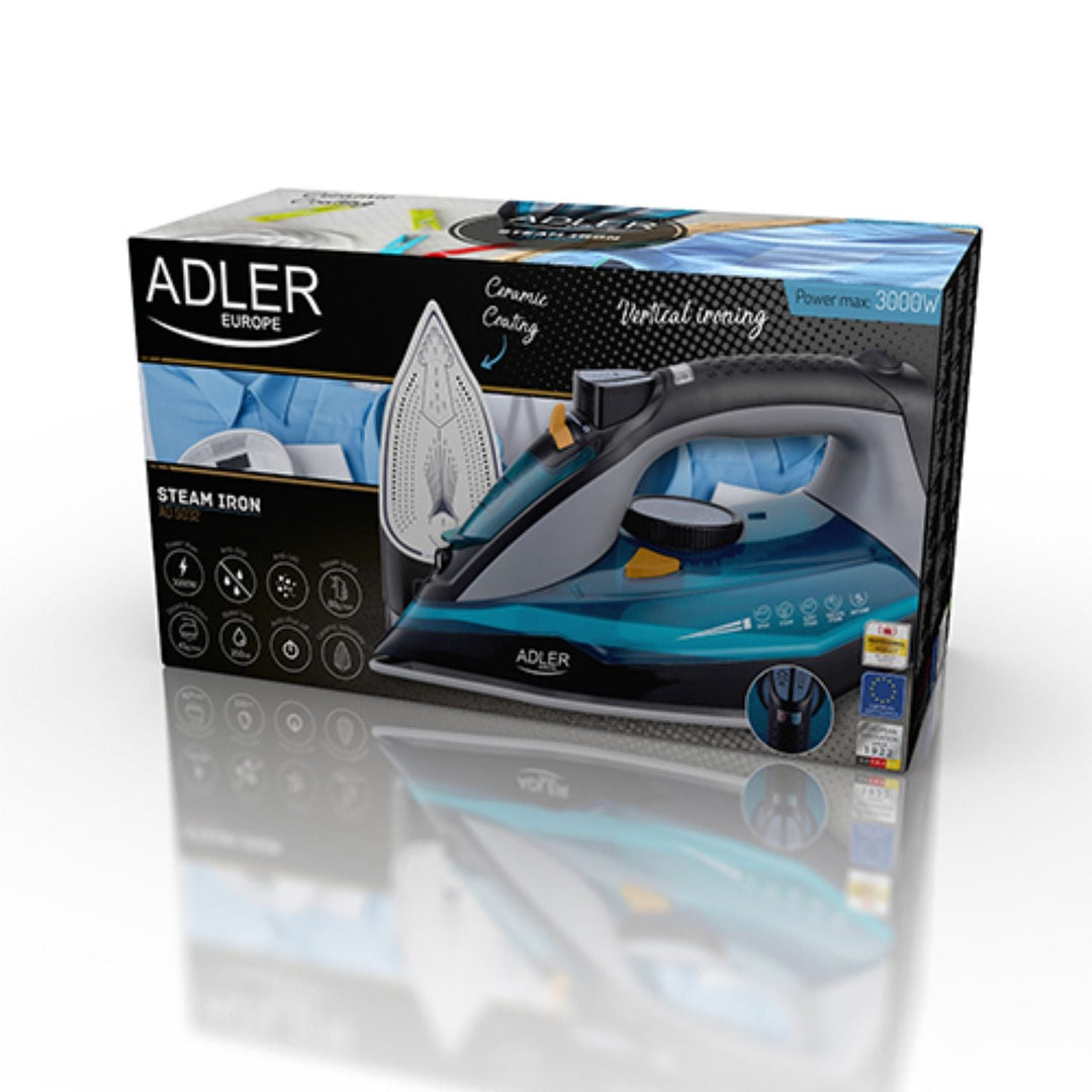 Многофункционален парна ютия с керамична подложка, 3000W, Adler AD 5032