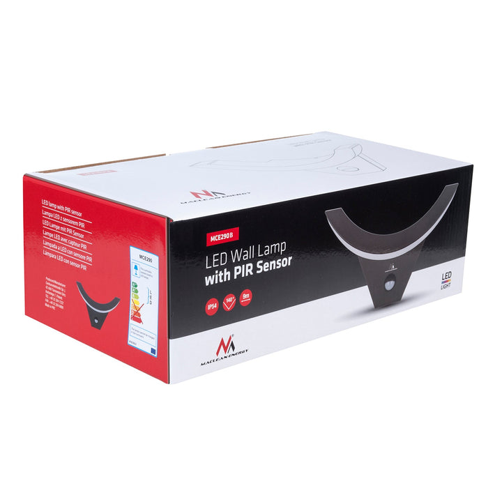 LED лампа с инфрачервен датчик за движение MCE290 B 800lm 10W IP54 Maclean Energy, черна