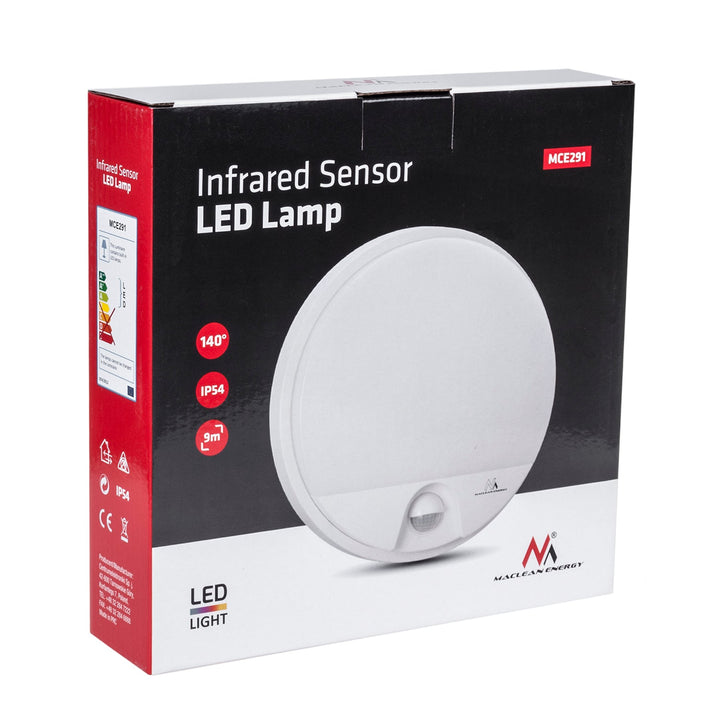 LED лампа с инфрачервен датчик за движение MCE291 W 1100lm 15W IP54 Maclean Energy, бяла