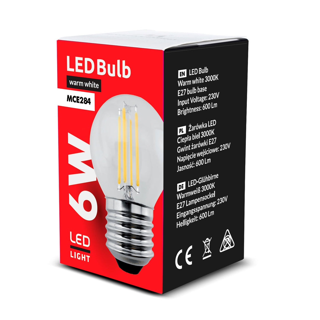 E27 LED лампа с нажежаема жичка, 6W 230V Maclean Energy MCE284 WW топло бяло 3000K 720lm ретро Edison декоративна