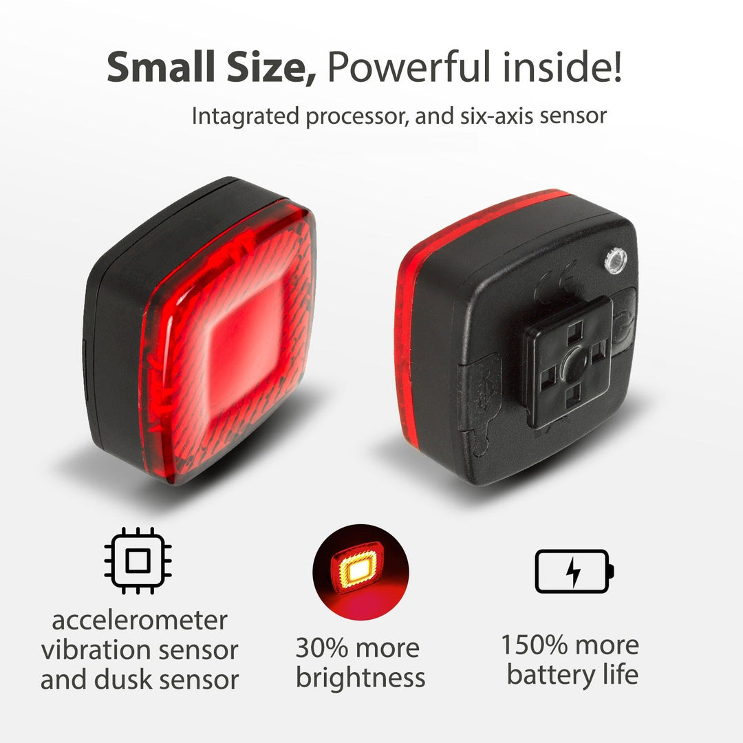 USB задна велосипедна светлина AUTO STOP сензор за сумрак Maclean Energy MCE355 COB LED макс. 125lm батерия 450mAh