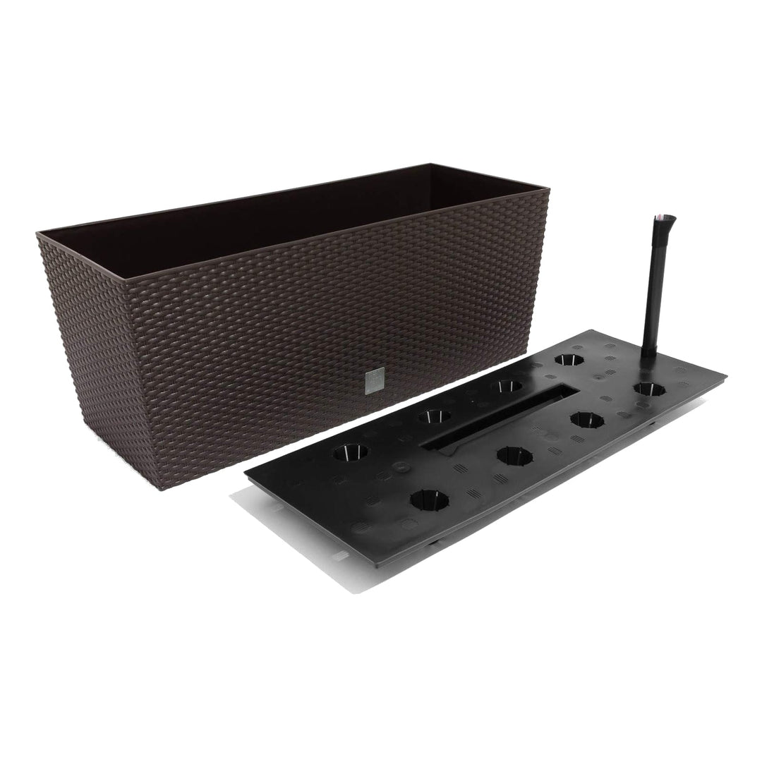 Ghiveci de plante/flori imitație de ratan dreptunghiular 30l  Prosperplast Rato Case DRTC600 440U umbra