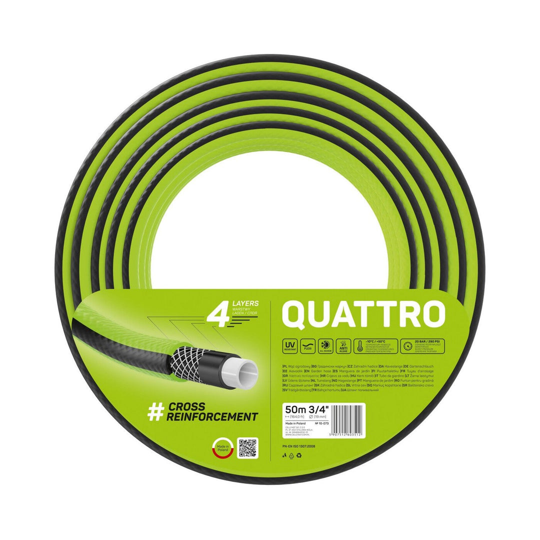 Cellfast Quattro 3/4'' 50 м градински маркуч, 4 слоя кръстосано оплетение