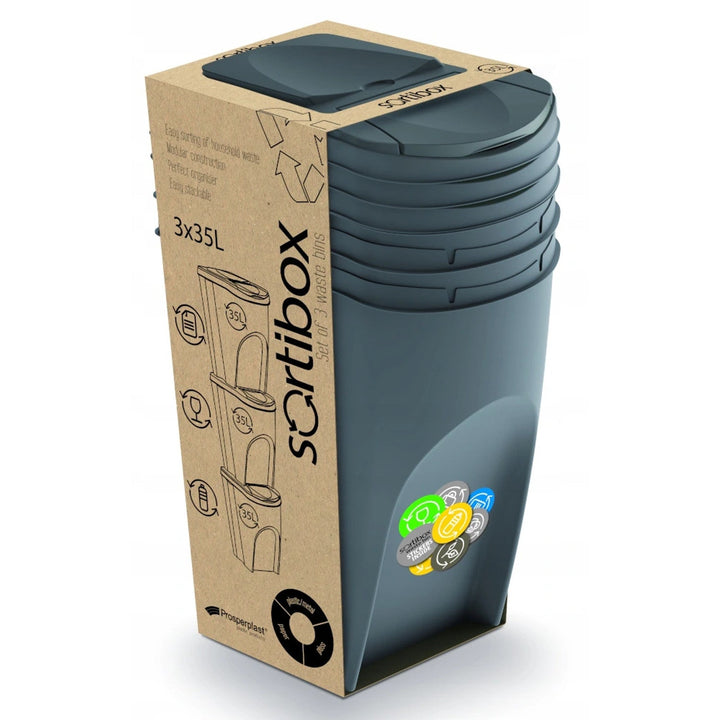 Sortibox 3x35L комплект сиви кошчета за сортиране на отпадъци