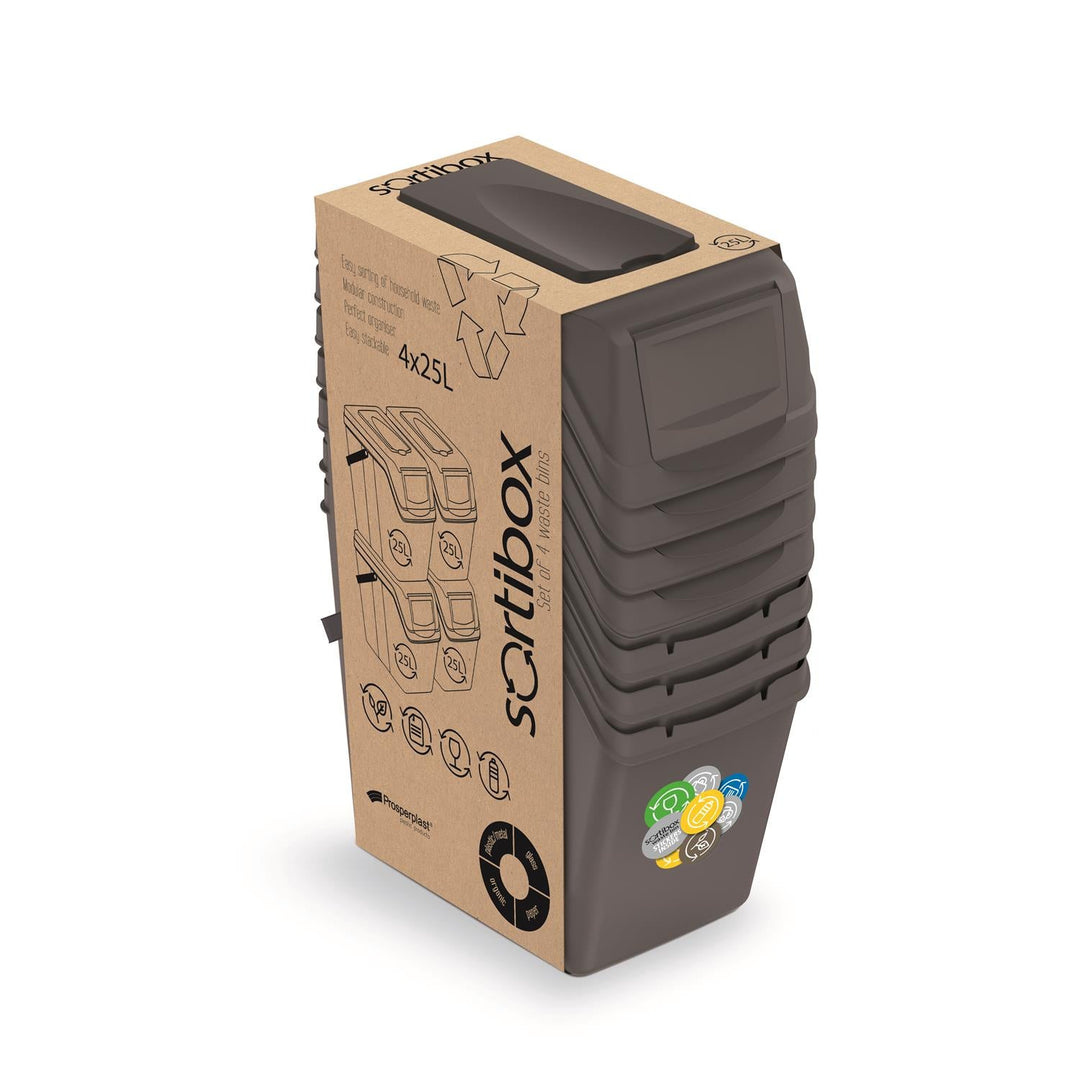 Sortibox 4x25L комплект сиви кошчета за сортиране на отпадъци ISWB25S4