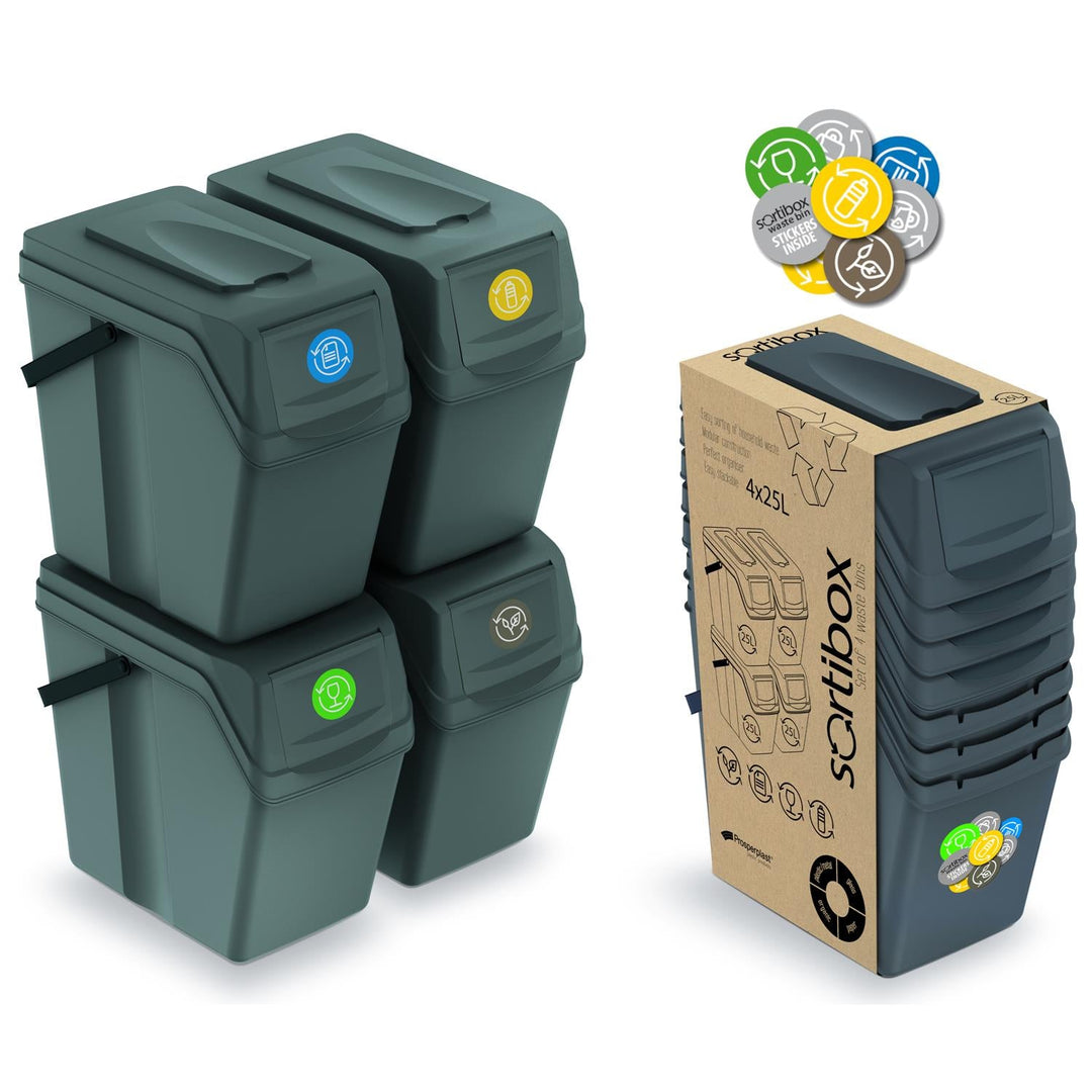 Sortibox 4x25L комплект сиви кошчета за сортиране на отпадъци ISWB25S4