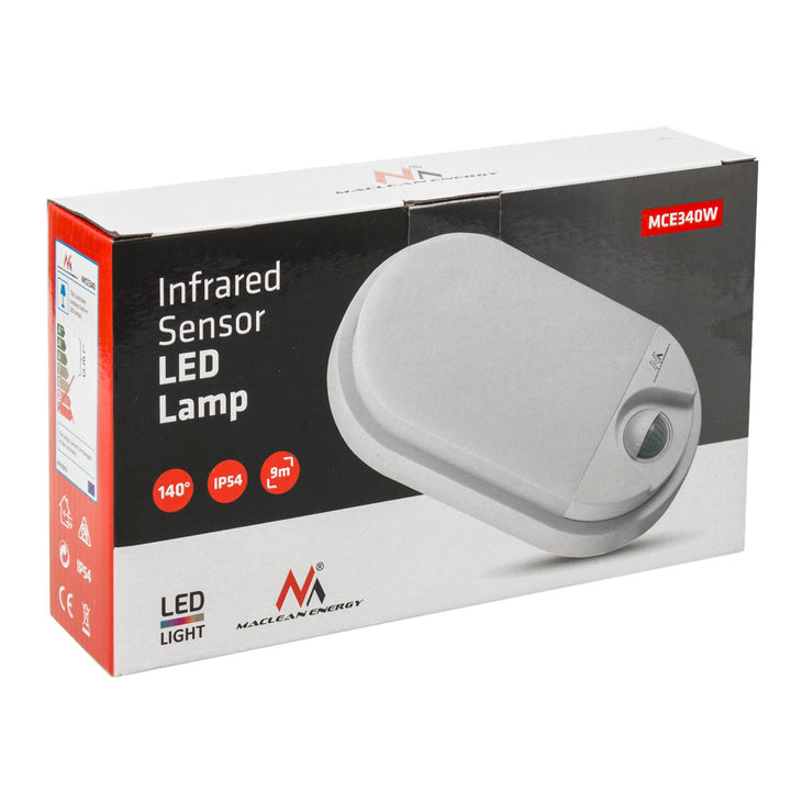 LED лампа с инфрачервен датчик за движение MCE340 W 1100lm 15W IP54 Maclean Energy цвят бял, цветова температура естествено бял (4000K)