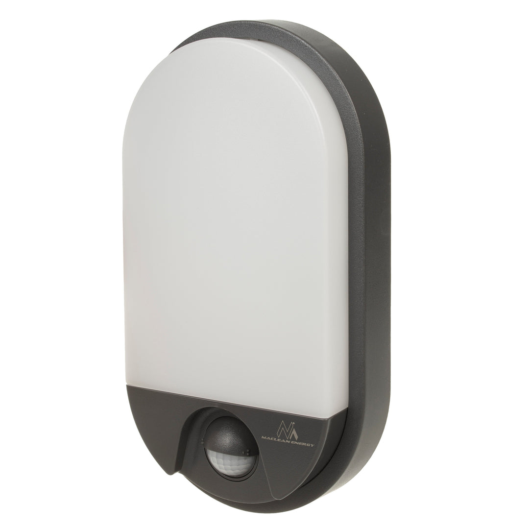 LED лампа с инфрачервен датчик за движение MCE340 GR 1100lm 15W IP54 Maclean Energy, сив цвят, естествена бяла цветова температура (4000K)