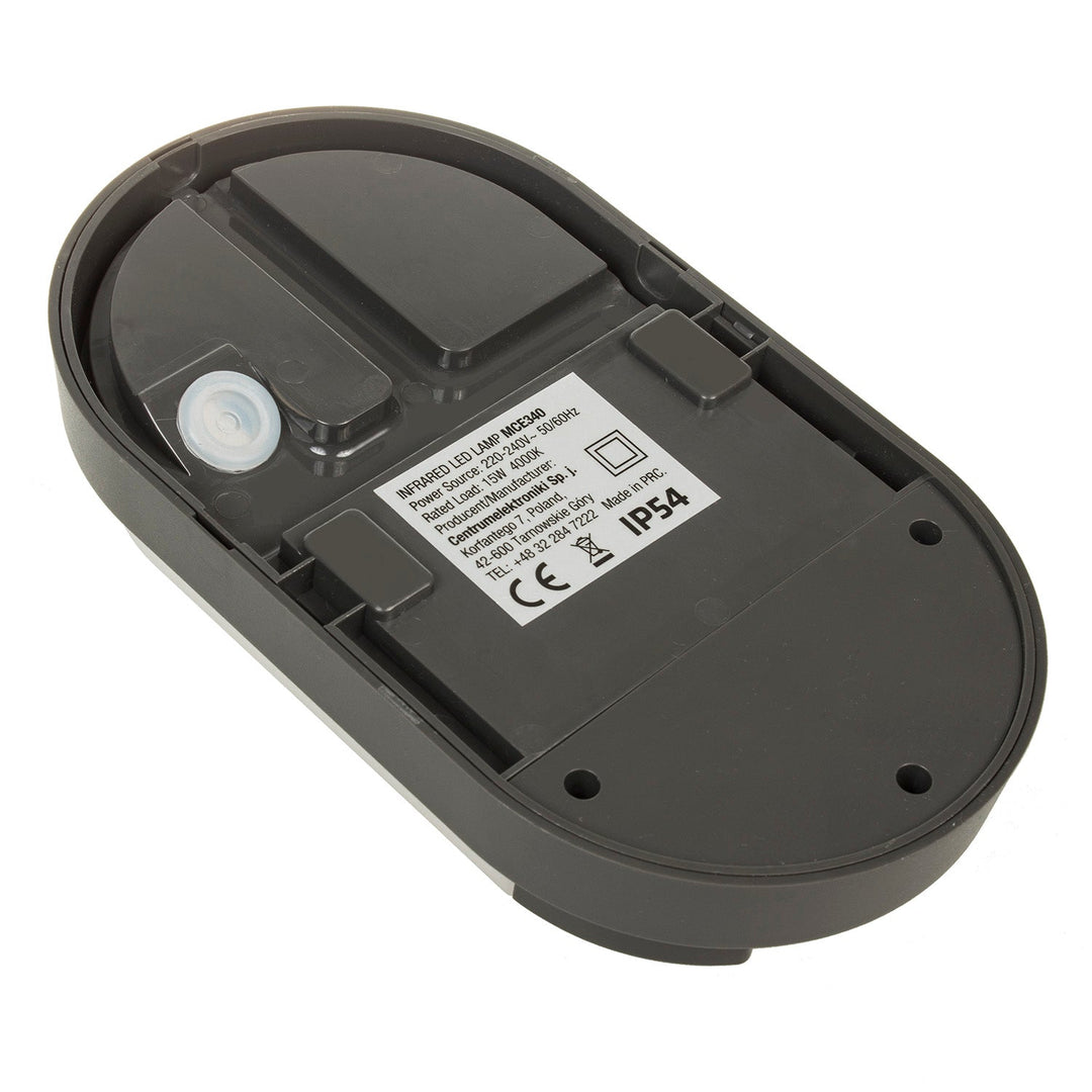 LED лампа с инфрачервен датчик за движение MCE340 GR 1100lm 15W IP54 Maclean Energy, сив цвят, естествена бяла цветова температура (4000K)