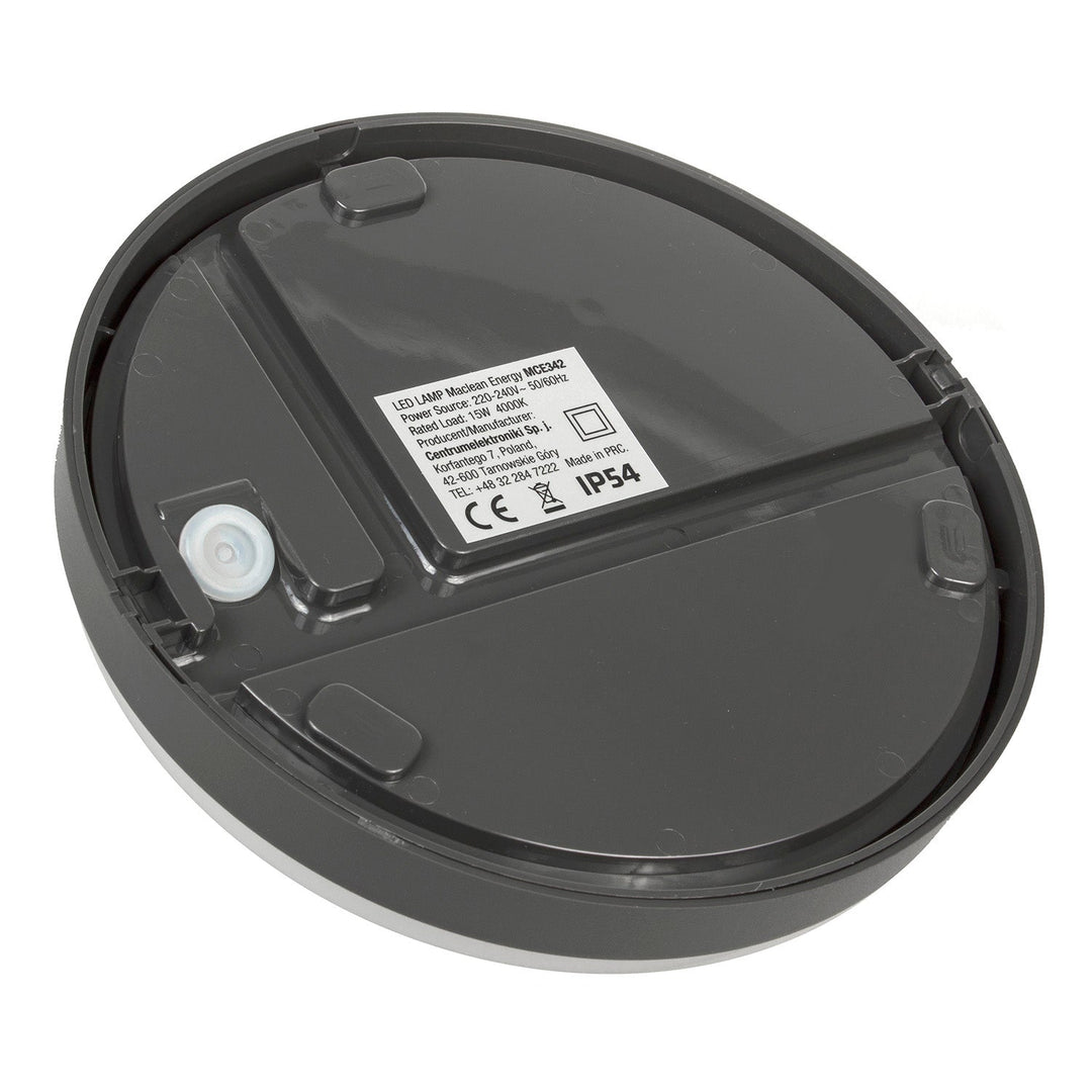 MCE342 GR 1100lm 15W IP54 Maclean Energy LED лампа за стена и таван, сива, естествено бял цвят (4000K)
