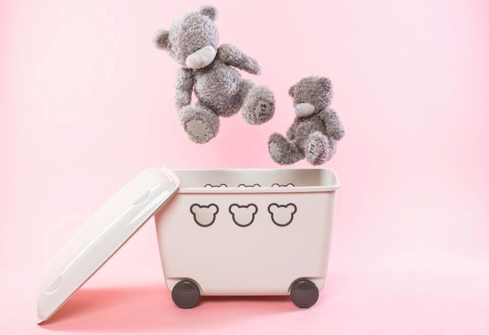 55L BranQ Teddy Bear Box контейнер за съхранение на играчки на колела – бял