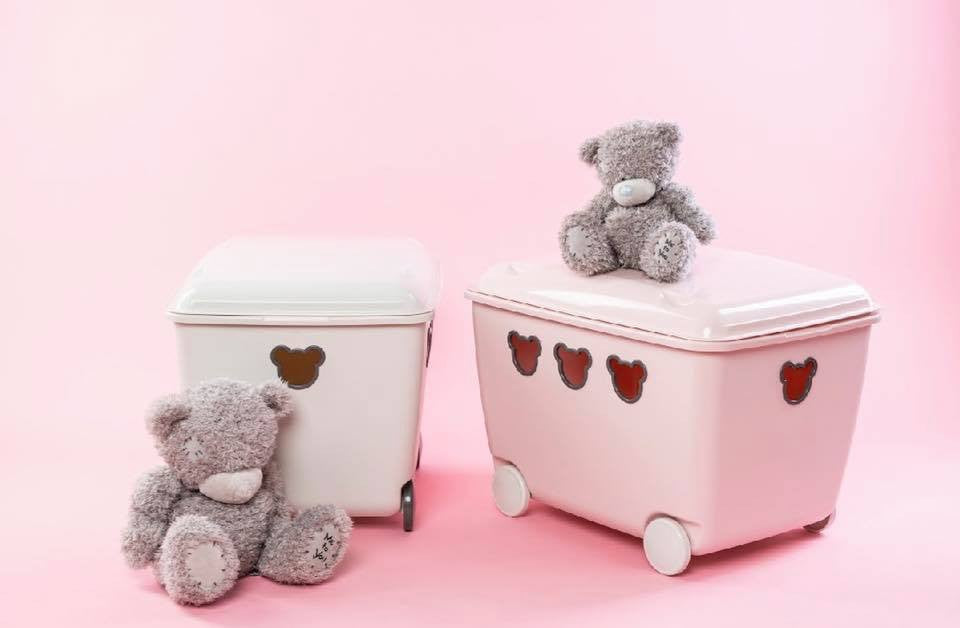55L BranQ Teddy Bear Box контейнер за съхранение на играчки на колела – бял
