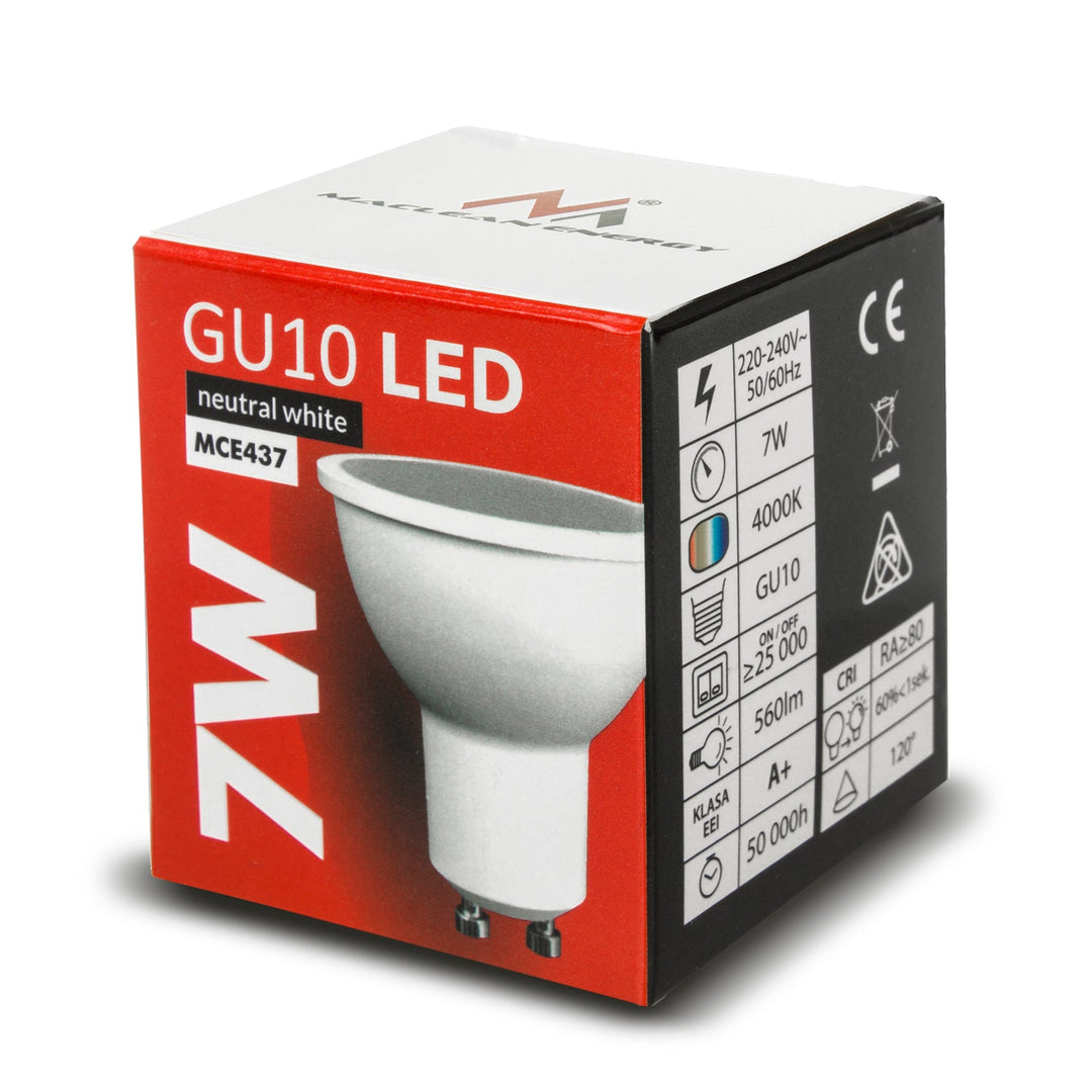 Maclean Energy MCE437 NW GU10 7W LED крушка, неутрално бяла 4000K, 220-240V~, 50/60Hz, 490 лумена