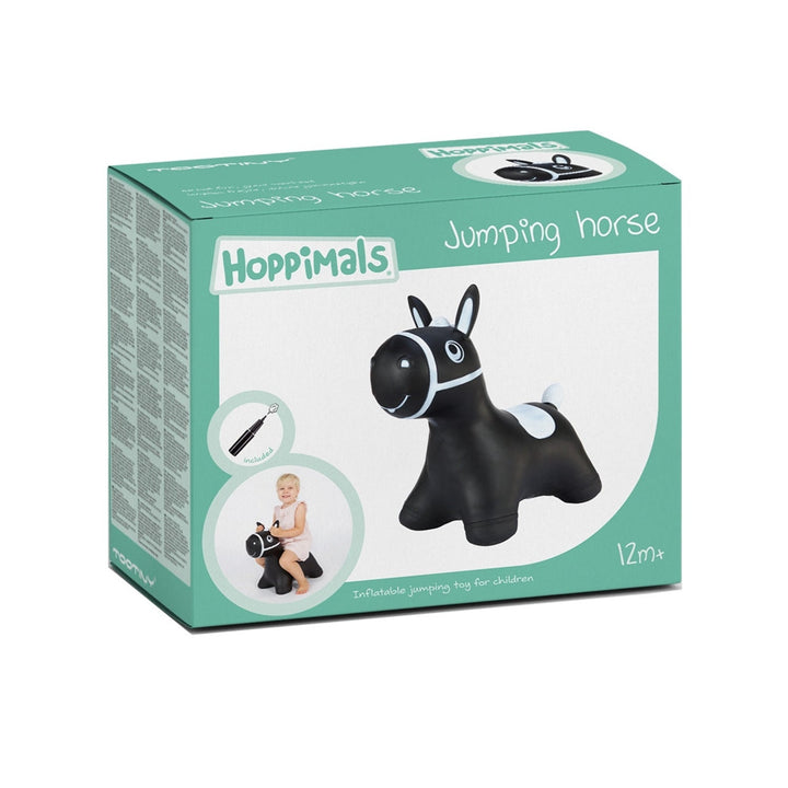 Hoppimals черен кон от гума за скачане – огромно и уникално забавление при скачане