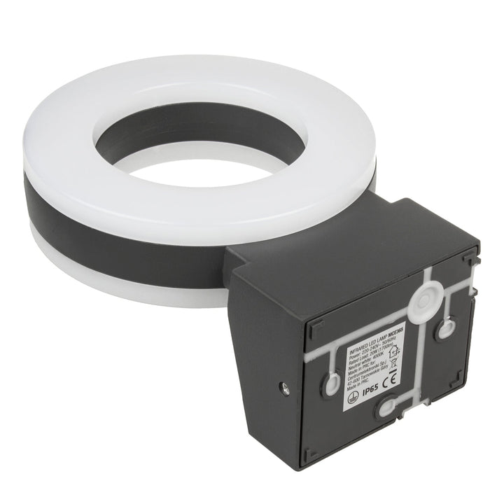 Maclean Energy MCE365 стенна LED лампа с PIR сензор - PC+ALU, 20W (1700lm) неутрално бяло 4000K IP65 сиво
