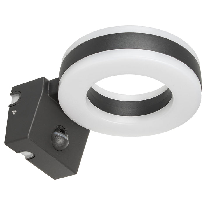 Maclean Energy MCE365 стенна LED лампа с PIR сензор - PC+ALU, 20W (1700lm) неутрално бяло 4000K IP65 сиво