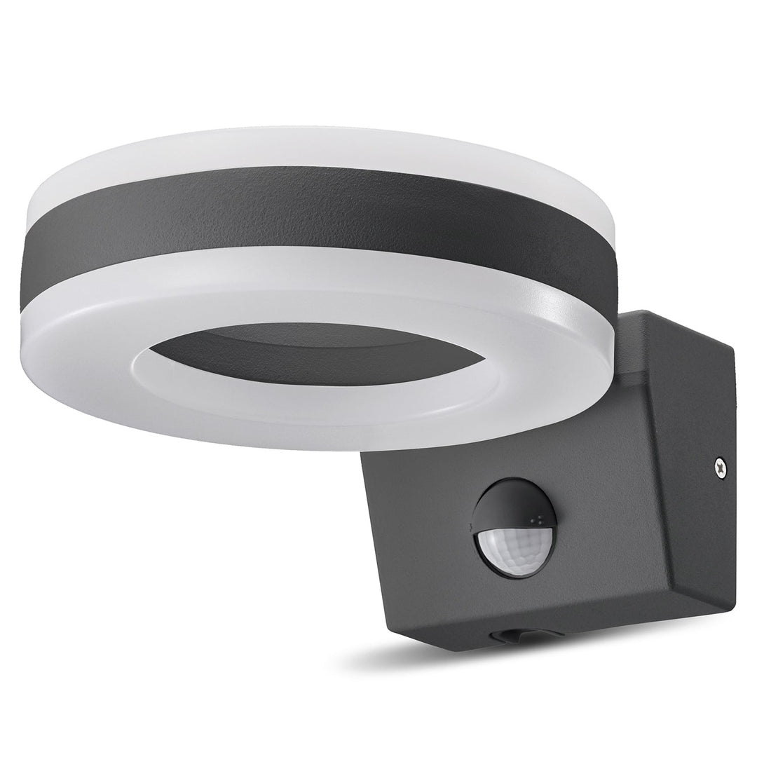 Maclean Energy MCE365 стенна LED лампа с PIR сензор - PC+ALU, 20W (1700lm) неутрално бяло 4000K IP65 сиво