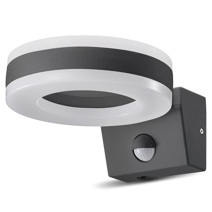 Maclean Energy MCE365 стенна LED лампа с PIR сензор - PC+ALU, 20W (1700lm) неутрално бяло 4000K IP65 сиво