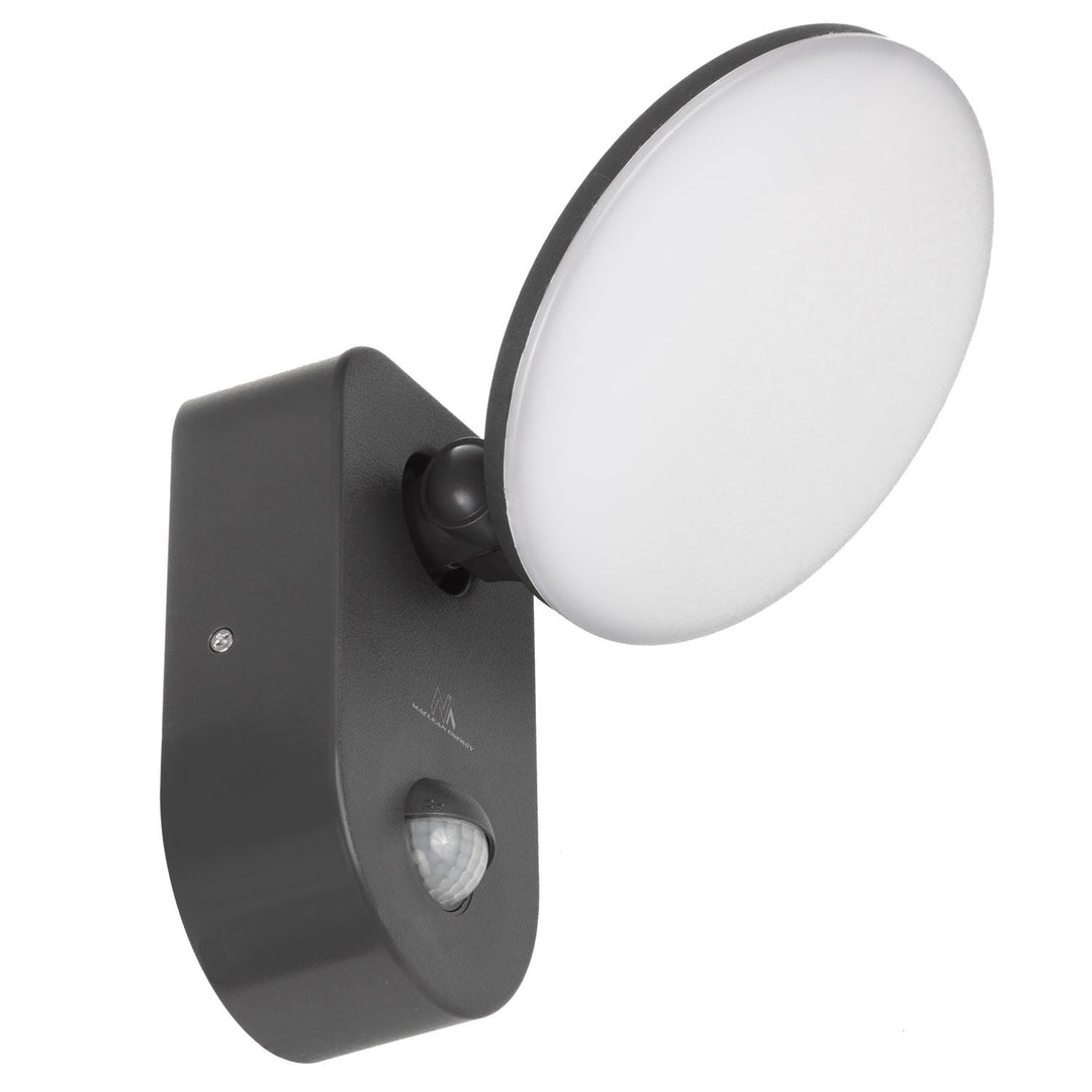 Maclean Energy MCE367 стенна LED лампа с PIR сензор - PC+ALU, 15W (1100lm) неутрално бяло 4000K IP65 сиво