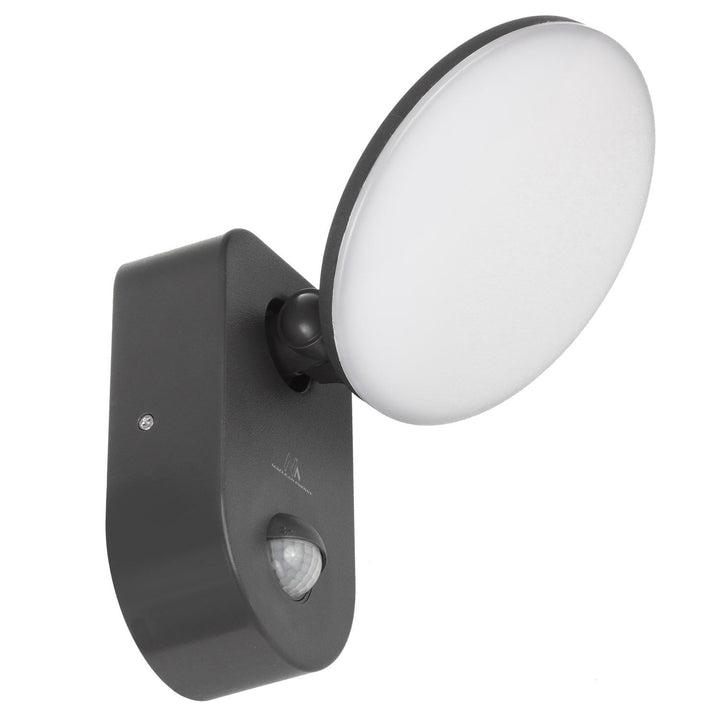 Maclean Energy MCE367 стенна LED лампа с PIR сензор - PC+ALU, 15W (1100lm) неутрално бяло 4000K IP65 сиво