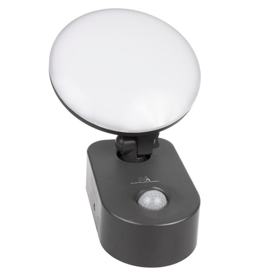 Maclean Energy MCE367 стенна LED лампа с PIR сензор - PC+ALU, 15W (1100lm) неутрално бяло 4000K IP65 сиво