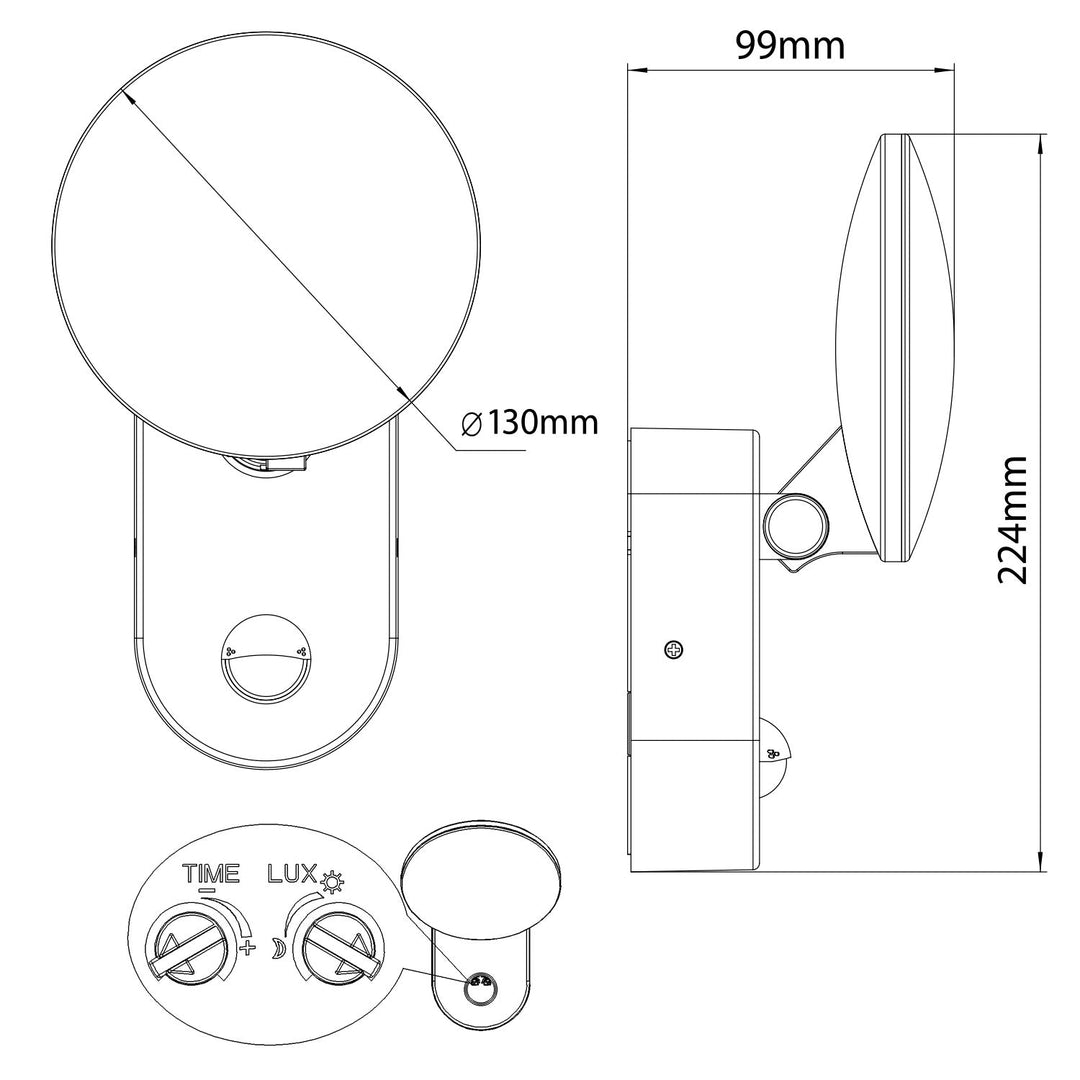 Maclean Energy MCE367 стенна LED лампа с PIR сензор - PC+ALU, 15W (1100lm) неутрално бяло 4000K IP65 сиво
