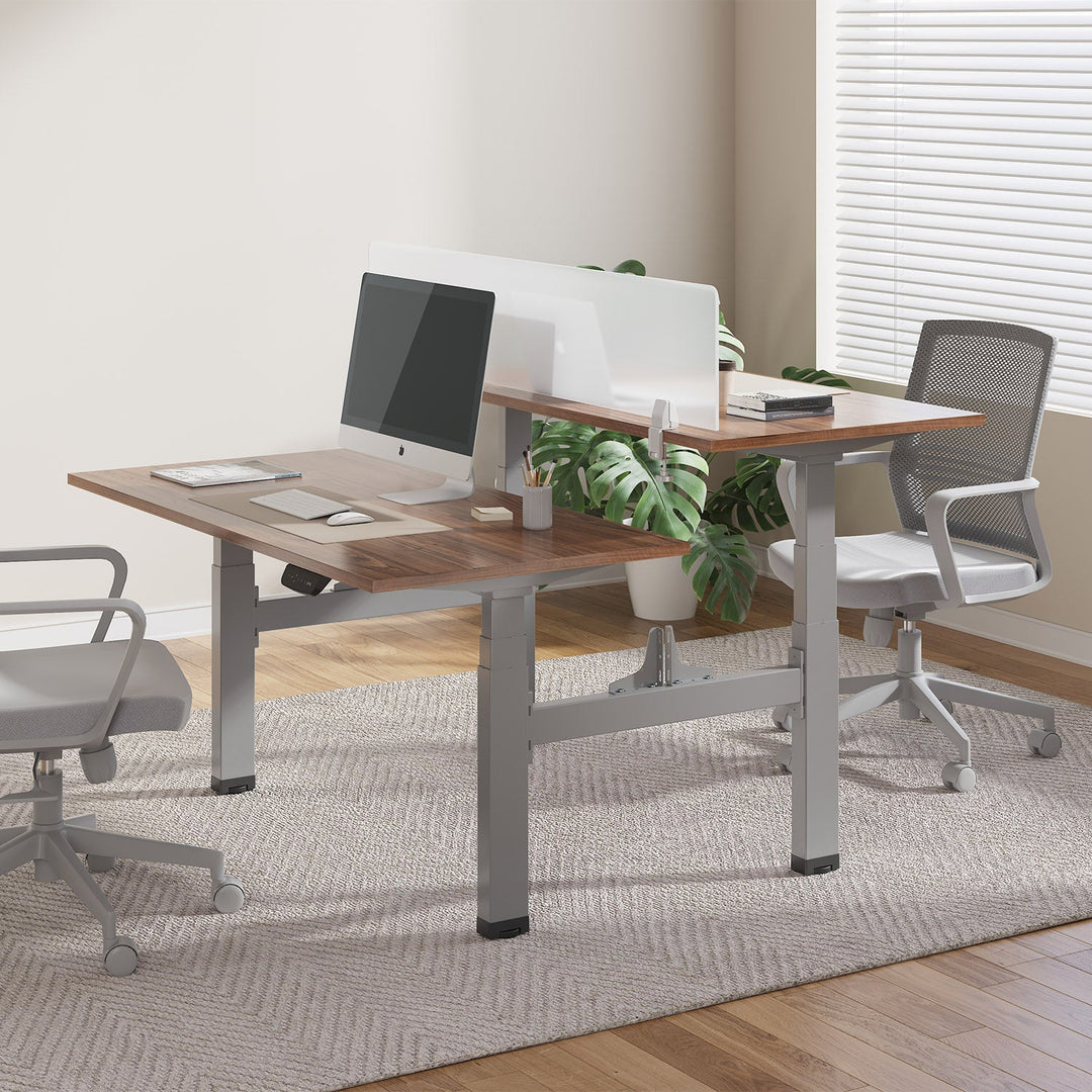 Ergo Office двойно електрическо бюро с регулируема височина, максимална височина 128 cm, максимално натоварване 125 kg x2, без плот за работа в изправено/седнало положение (2 части), сиво, ER-404G