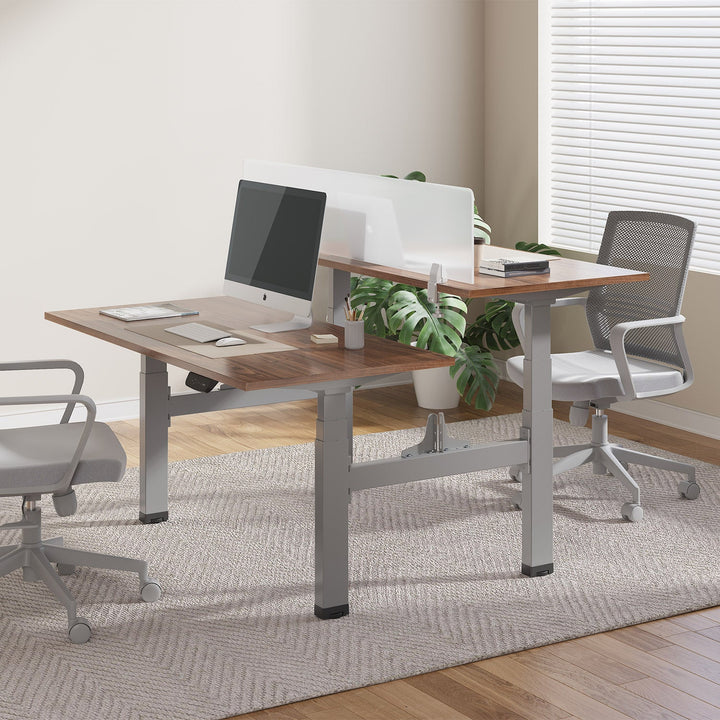 Ergo Office двойно електрическо бюро с регулируема височина, максимална височина 128 cm, максимално натоварване 125 kg x2, без плот за работа в изправено/седнало положение (2 части), сиво, ER-404G