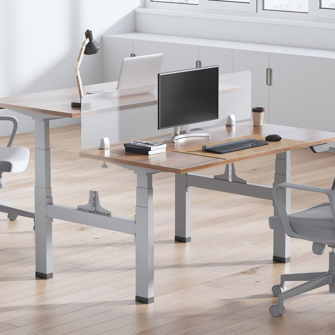 Ergo Office двойно електрическо бюро с регулируема височина, максимална височина 128 cm, максимално натоварване 125 kg x2, без плот за работа в изправено/седнало положение (2 части), сиво, ER-404G