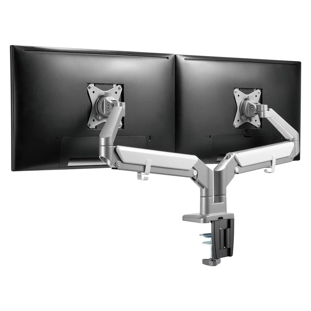 Suport monitor dublu, cu arc pe gaz, ER-406, reglabil pe inaltime, inclinare, rotatie, gri