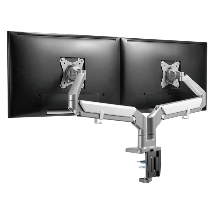 Suport monitor dublu, cu arc pe gaz, ER-406, reglabil pe inaltime, inclinare, rotatie, gri