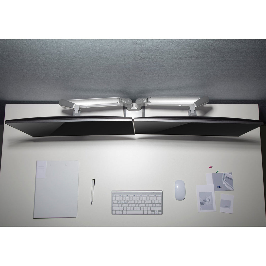 Suport monitor dublu, cu arc pe gaz, ER-406, reglabil pe inaltime, inclinare, rotatie, gri