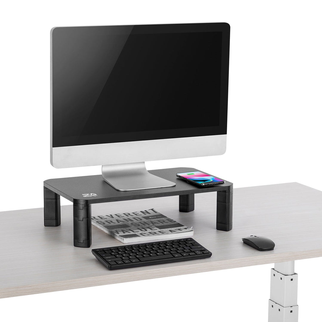 Ergo Office стойка за монитор, регулируема, с безжично зарядно устройство Qi, макс. 20 кг, 17–32", ER-415