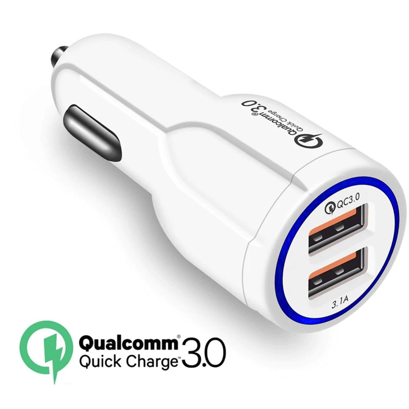 Maclean Energy MCE478 W QC 3.0 зарядно устройство за кола – бяло Qualcomm Quick Charge QC 3.0 – 5V/3A, 9V/1.8A, 12V/1.6A и 5V/3.1A гнездо