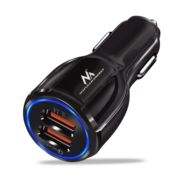 Maclean Energy MCE478 B QC 3.0 зарядно устройство за кола – черно Qualcomm Quick Charge QC 3.0 – 5V/3A, 9V/1.8A, 12V/1.6A и 5V/3.1A гнездо