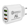 Maclean Energy MCE479 W зарядно устройство за мрежа 1xQC 3.0 - бяло Qualcomm Quick Charge QC 3.0 - 3.6-6VV/3A, 6-9V/2A, 9-12V/1.5A и 2 x 5V/2.1A гнезда