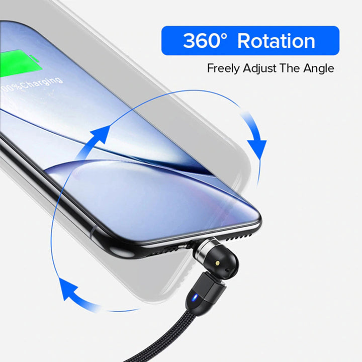 Maclean Energy MCE474 1 м ъглов магнитен USB C кабел в черно, поддържа бързо зареждане 9V/2A, 5V/3A, найлонова оплетка,