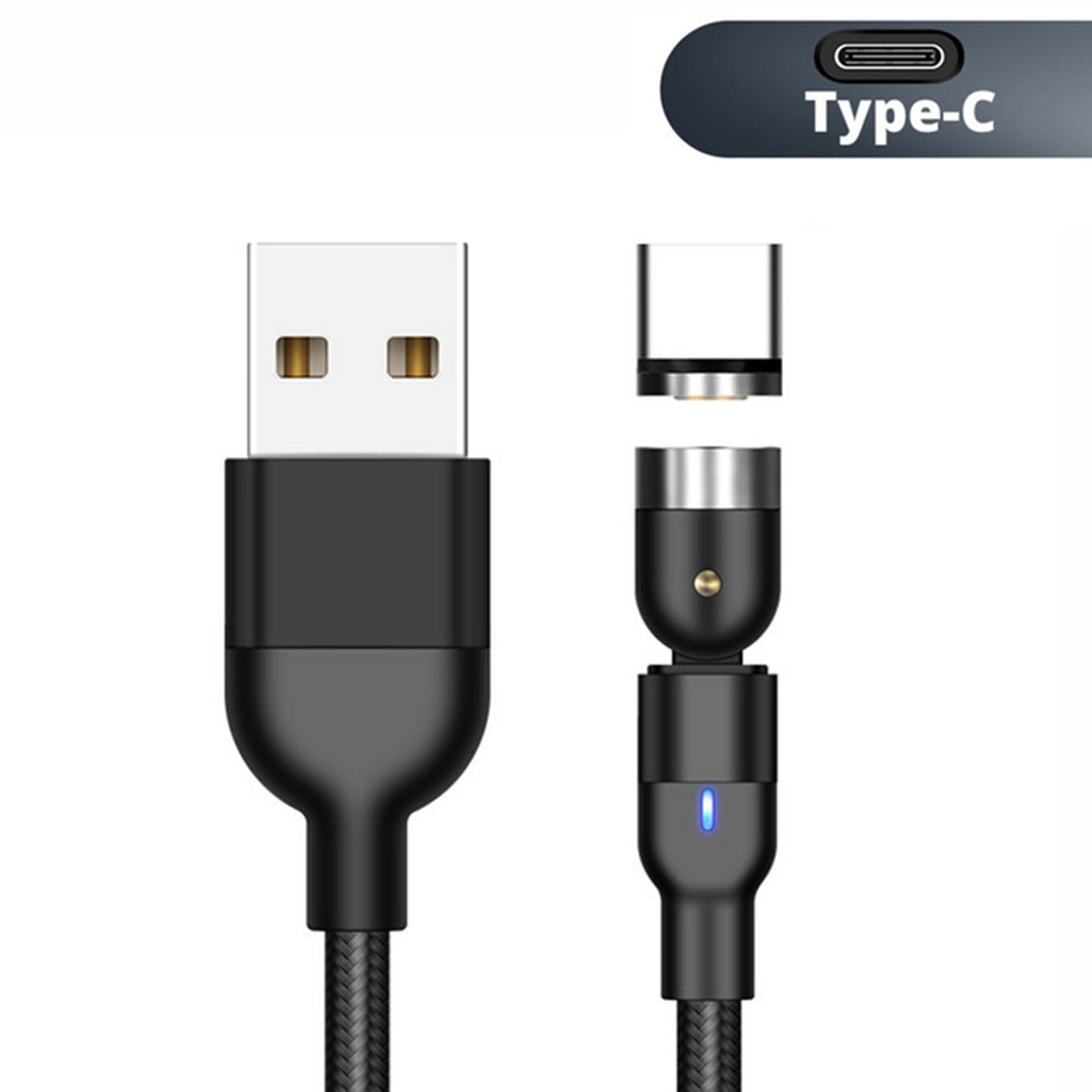 Maclean Energy MCE475 2 м ъглов магнитен USB C кабел в черно, поддържа бързо зареждане 9V/2A, 5V/3A, найлонова оплетка,