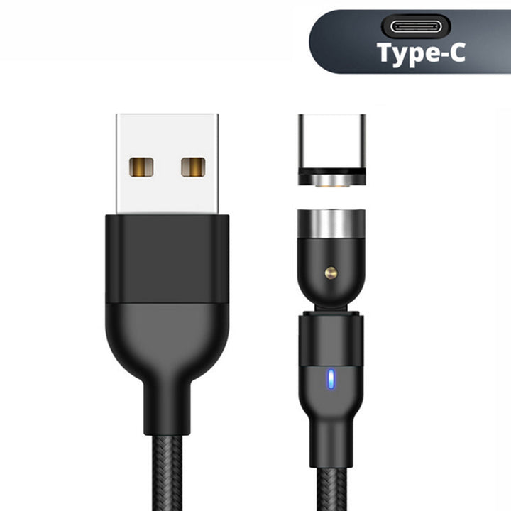 Maclean Energy MCE475 2 м ъглов магнитен USB C кабел в черно, поддържа бързо зареждане 9V/2A, 5V/3A, найлонова оплетка,