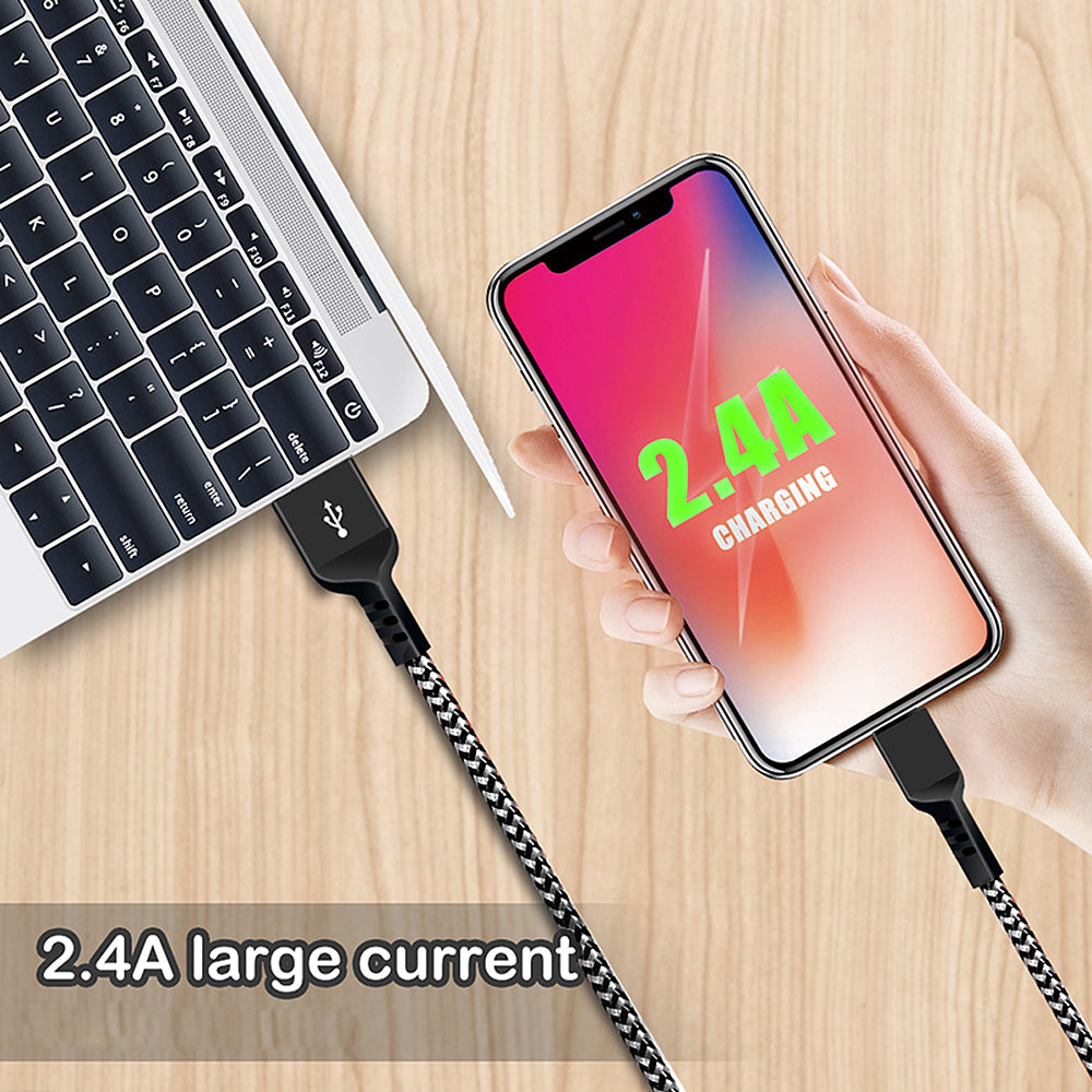 Maclean Energy MCE473 черен microUSB кабел, поддържащ Fast Charge 2.4A, дължина 1 м, 5V/2.4A – пренос на данни