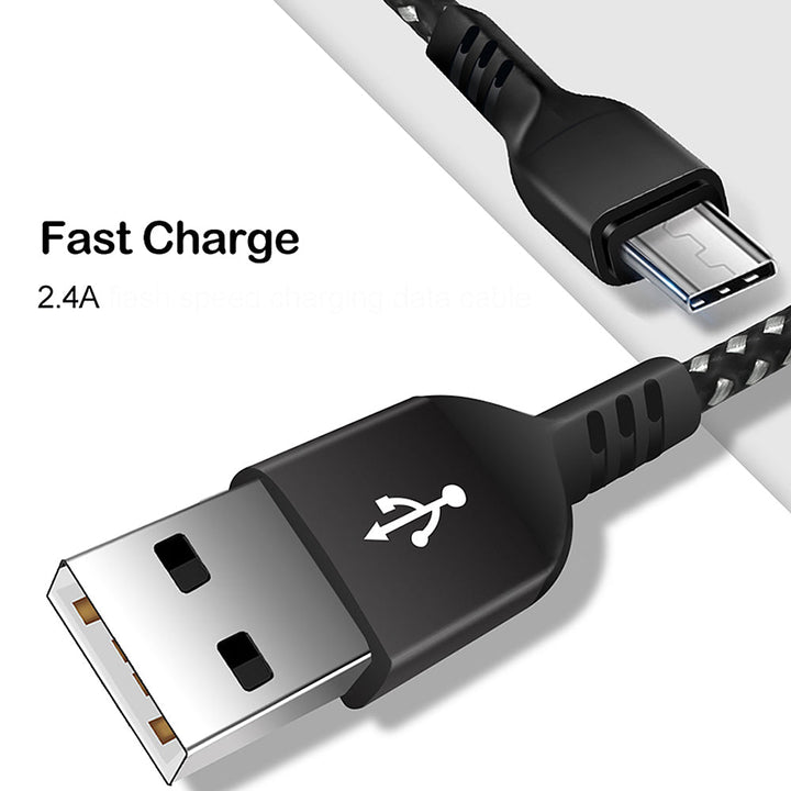Maclean Energy MCE473 черен microUSB кабел, поддържащ Fast Charge 2.4A, дължина 1 м, 5V/2.4A – пренос на данни